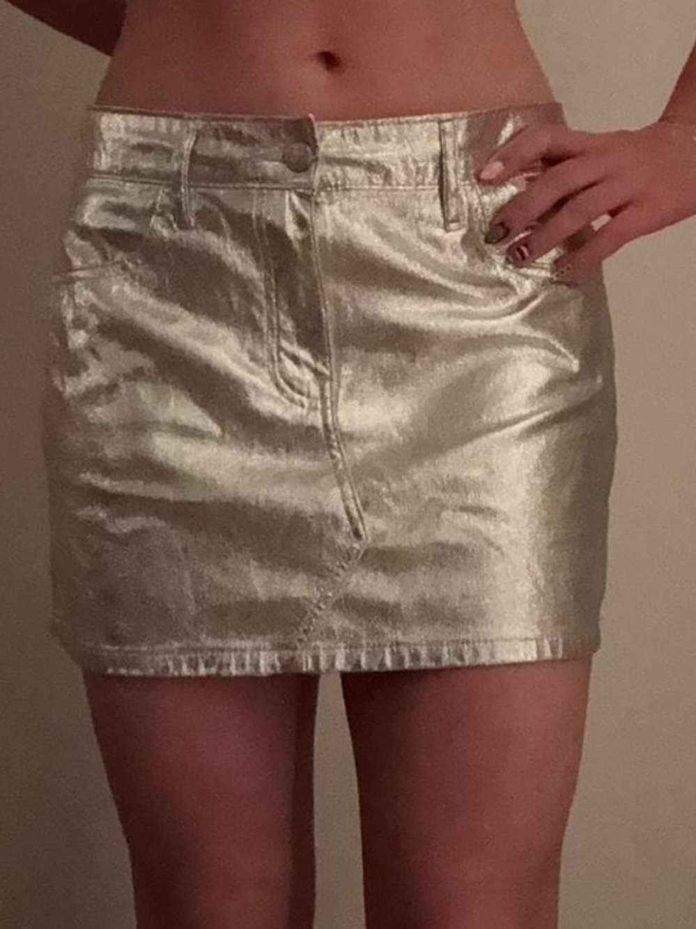Metallic Mini Skirt in Shimmering Gold